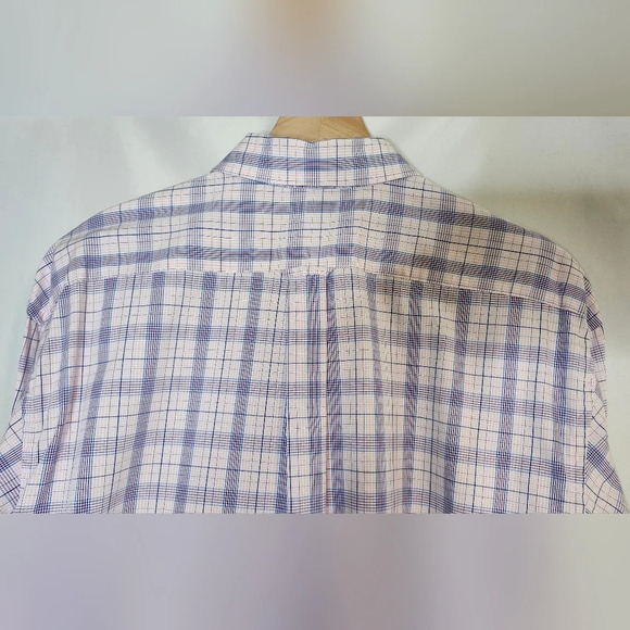 IZOD Mens Shirt Size L Purple Blue Plaid Button Down Cotton Classic Career‎ - Picture 5 of 8